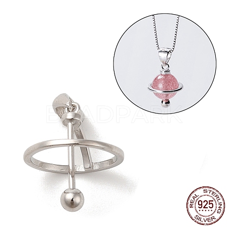 Anti-Tarnish Rhodium Plated 925 Sterling Silver Locket Style Planet Pinch Bails LS-STER-NH0001-55C-P-1