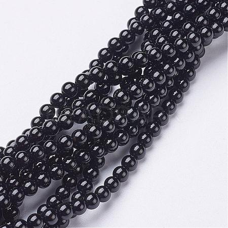 Natural Black Onyx Round Beads Strands GSR20mmC097-1