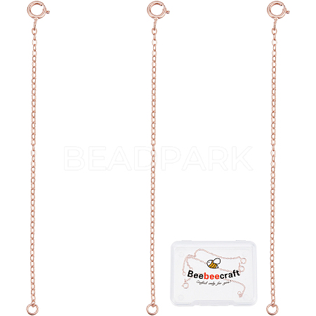 3Pcs 925 Sterling Silver Cable Chain Extender BJEW-BBC0003-32B-1