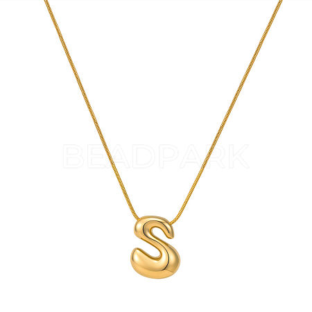 304 Stainless Steel Alphabet Pendant Necklaces for Men and Women GP1122-19-1