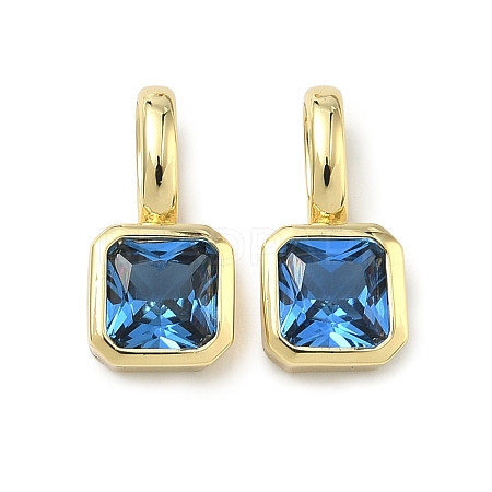 Brass Micro Pave Cubic Zirconia Charms KK-G555-21G-12-1