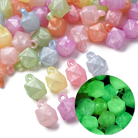 Opaque Luminous Glitter Powder Acrylic Pendants OACR-G052-12B-1