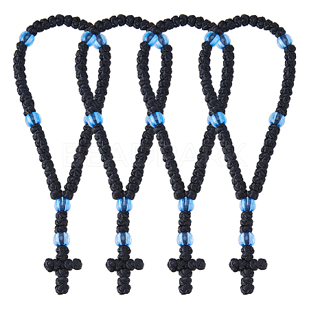 4Pcs Waxed Cord Charm Bracelets BJEW-DC0001-23-1