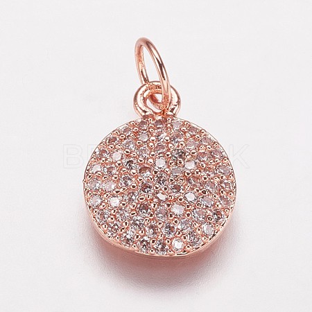 Brass Cubic Zirconia Charms KK-P134-25RG-1