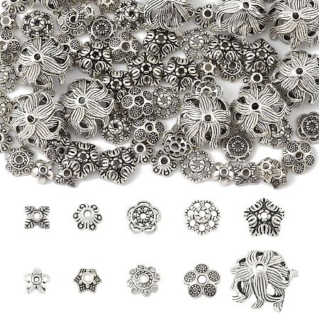 100Pcs 10 Styles Tibetan Style Bead Caps TIBE-YW0001-88-1