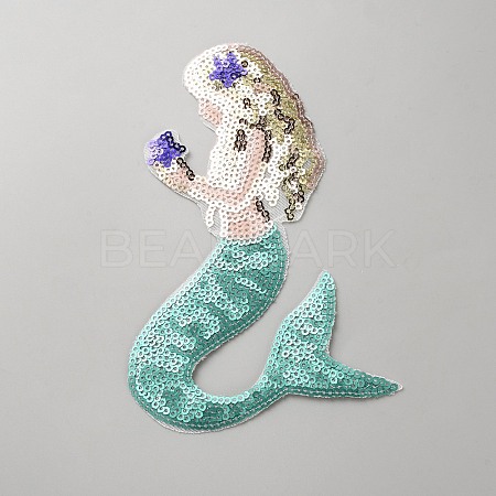 PVC Paillette Cloth Patches PATC-WH0110-04B-1