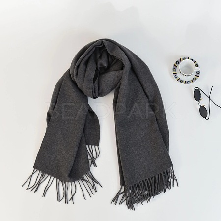 Women's Long Plaid Polyester Imitation Cashmere Tassels Scarf COHT-PW0001-34-29-1
