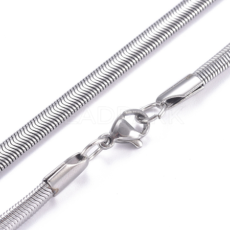 304 Stainless Steel Flat Snake Chains Necklaces NJEW-G340-04P-01-1