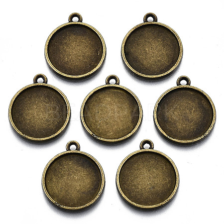 Tibetan Style Alloy Pendant Cabochon Settings X-TIBE-S322-002B-AB-NR-1