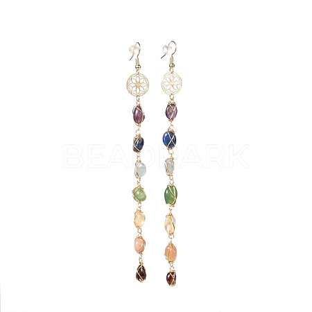 Natural Gemstone Nuggets Beads Dangle Earrings EJEW-JE04667-1