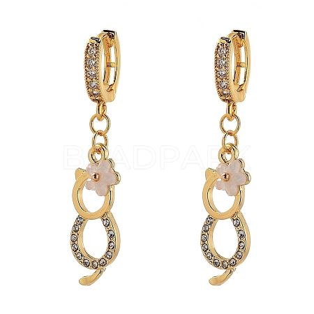 Brass Micro Pave Cubic Zirconia Huggie Hoop Earrings EJEW-JE04218-01-1