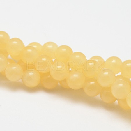 Natural Yellow Jade Bead Strands G-K121-01-12mm-1