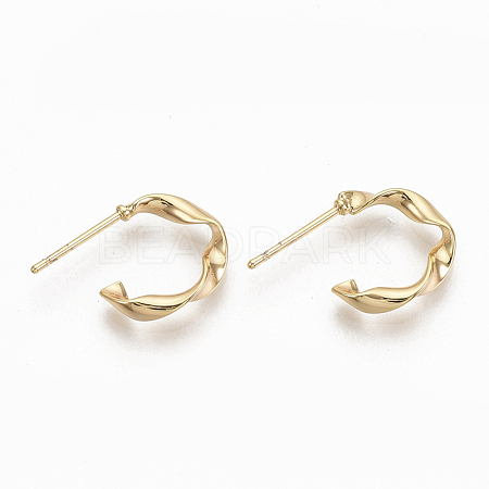 Semicircular Brass Stud Earrings KK-Q762-019G-NF-1