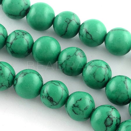 Synthetical Turquoise Gemstone Round Bead Strands TURQ-R035-6mm-02-1