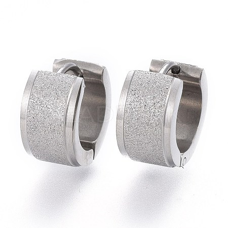 Tarnish Resistant Textured 304 Stainless Steel Huggie Hoop Earrings LS-EJEW-L252-017P-1