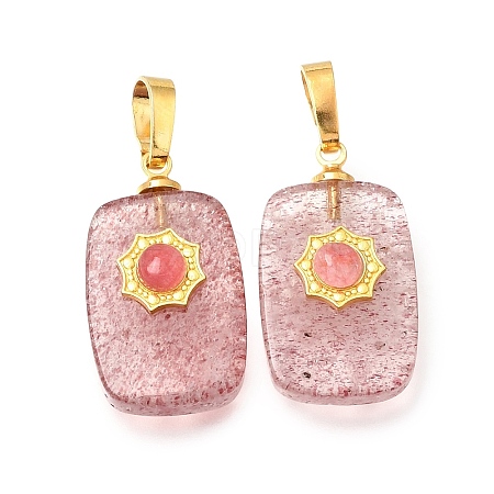 Natural Strawberry Quartz Pendants G-T151-02G-1