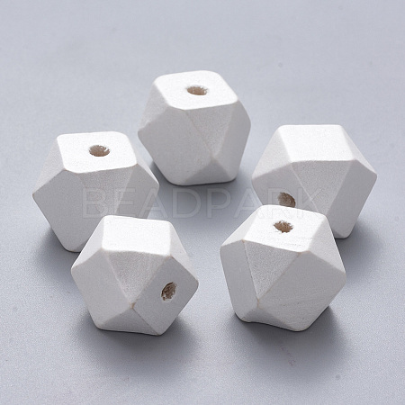 Painted Natural Wood Beads X-WOOD-Q040-020D-B03-1
