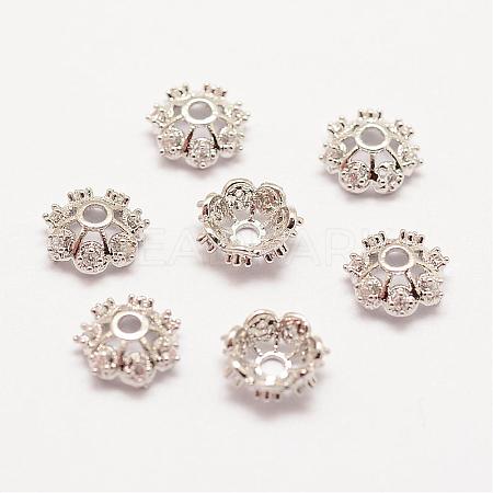 Long-Lasting Plated Brass Micro Pave Grade AAA Cubic Zirconia Fancy Bead Caps ZIRC-G090-59P-1