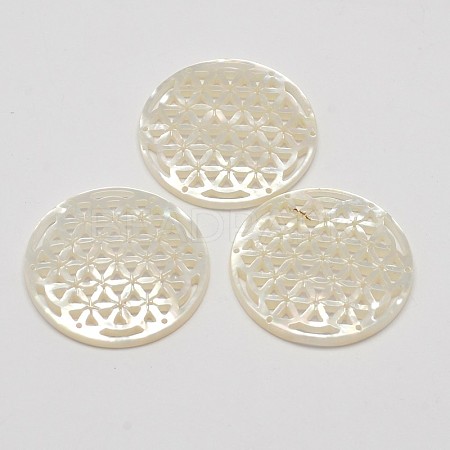 Natural Mother of Pearl Shell Pendants SSHEL-L002-18-1
