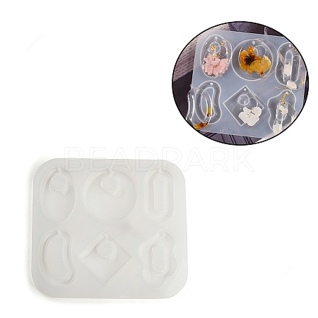 Rhombus Round Oval DIY Pendant Silicone Molds DIY-E072-04E-1