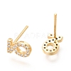 Brass Micro Pave Clear Cubic Zirconia Stud Earrings EJEW-O103-10G-2