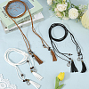 3Pcs 3 Colors Bohemian Imitation Leather Braided Tassel Wrap Chain Belts AJEW-GF0011-98-3
