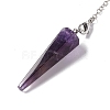 Natural Amethyst Hexagonal Pointed Cone Dowsing Pendulum Pendants G-G983-05P-01-3