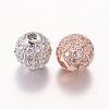 Brass Cubic Zirconia Beads ZIRC-F001-02-2