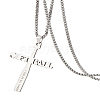1Pc Stainless Steel Letter Cross Pendant Box Chain Necklaces for Men NJEW-LP0001-18-1