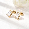304 Stainless Steel Rhinestone Rectangle Stud Earrings EJEW-K268-51G-2