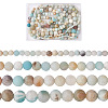 4 Strands 4 Style Natural Frosted Flower Amazonite Round Beads G-TA0001-31-1
