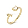 Brass Enamel Cuff Rings for Women RJEW-C126-07G-4