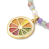 Brass Enamel Orange Citrus Slice Pendant Necklace NJEW-G099-04G-2