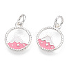 925 Sterling Silver Enamel Charms STER-T004-06S-01-4