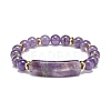 Natural Amethyst Rectangle Beaded Stretch Bracelet BJEW-JB08982-05-1