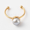 Shell Pearl Round Beads Cuff Rings RJEW-JR00375-4