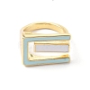 Rectangle Rack Plating Brass Enamel Cuff Ring for Women RJEW-F143-04G-2