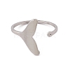 Non-Tarnish 201 Stainless Steel Whale Tail Shape Open Cuff Ring for Women RJEW-C045-09P-2