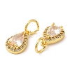 Rack Plating Brass Micro Pave Clear Cubic Zirconia Charms X-KK-Z026-10G-2