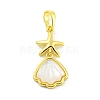 Brass Pave Shell Pendants KK-P263-01B-G-1