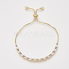 Adjustable Brass Cubic Zirconia Slider Bracelets BJEW-S142-01A-G-1