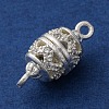 Brass Micro Pave Clear Cubic Zirconia Hollow Oval Connector Charms KK-A230-05B-S-2
