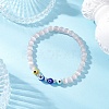 Cat Eye & Handmade Evil Eye Lampwork Round Beaded Stretch Bracelets for Women BJEW-JB12289-02-1