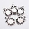 Tibetan Style Zinc Alloy Flat Round Pendant Cabochons Settings TIBEP-R334-252AS-RS-1