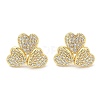 Rack Plating Brass Micro Pave Clear Cubic Zirconia Stud Earrings for Women EJEW-M260-10G-1