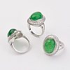 Dyed Natural Malaysia Jade Finger Rings X-RJEW-P122-17-1
