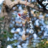 Wire Wrapped Glass Beads & Metal Bird Hanging Ornaments PW-WG06B21-01-3