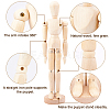 Olycraft 2Pcs 2 Style Unfinished Wooden Pine Movable Joint Family Model DIY-OC0008-36-4