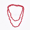 Synthetic Coral Beaded Two-Tiered  Necklaces NJEW-S414-29-1