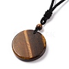 Adjustable Natural Tiger Eye Sailor's Knot Pendant Necklace with Nylon Cord for Women NJEW-L171-02A-4